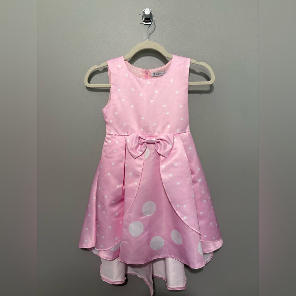 IBTOM CASTLE LIKE NEW! Girl’s Sleeveless Pink Polka Dot Dress with Bow